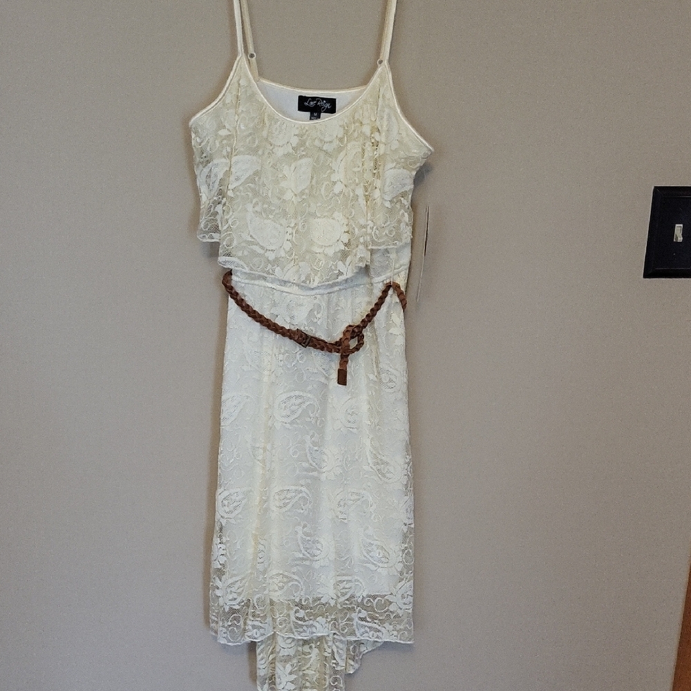 Love Reign Cream Lace High Low Dress